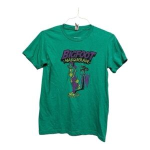 Bigfoot Masquerade on Bourbon St. Tultex Green T-Shirt Small